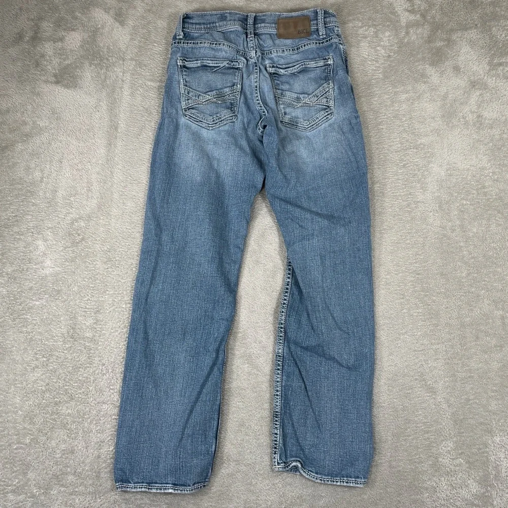 BKE Alec Jeans Mens 29x30 Blue‎ Straight Leg Contrast Stitch Stretch ABP5099